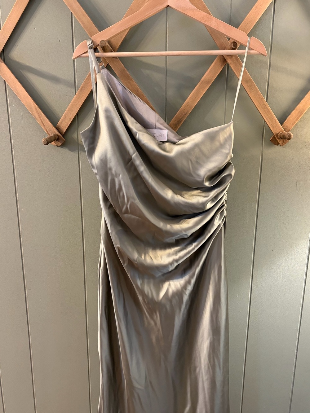 Revelry Jade Satin Dress - Moss